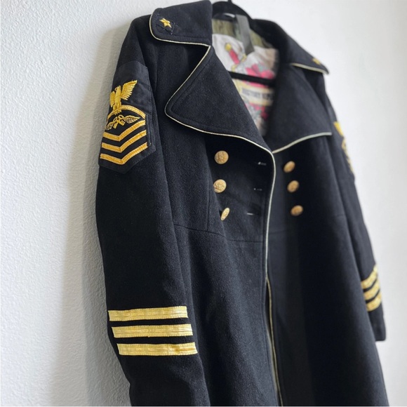History Repeats Women’s Military Wool Coat sz 42 Black Gold Eagle Italy $830 HR - Picture 11 of 15